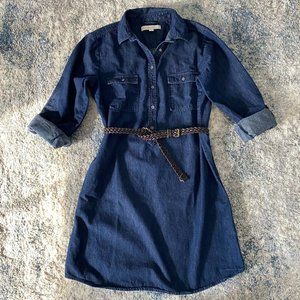 LOFT Denim Shirt Dress 3/4 Sleeve M